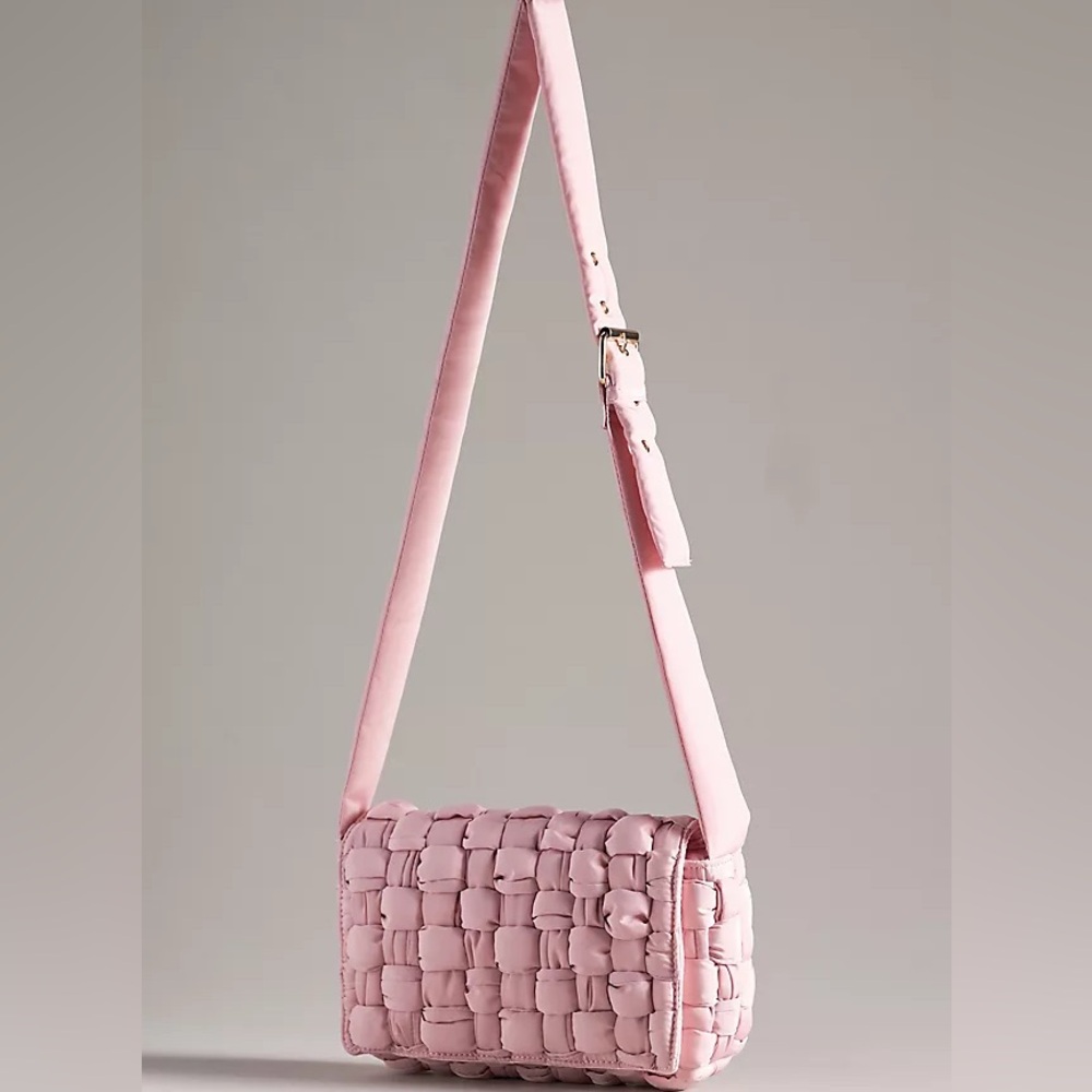 Anthropologie puffy woven pink crossbody